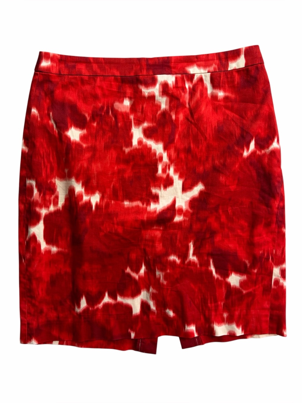 J.Crew Factory The Pencil Skirt Red Abstract Floral Print Size 10